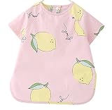 F&C Toddler Baby Short sleeve Waterproof Sleeved Bib (Lemon, 4T(100-110CM))