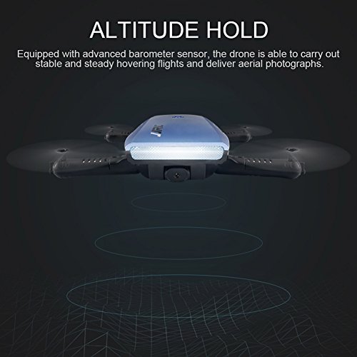 JJRC H47 Elfie WIFI Foldable Pocket FPV Drone 3 Batteries Mini Quadcopter with 720P Camera (Blue 3 batteries) - Thumbnail 2