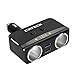 Cateck 1 to 2 Sockets Cigarette Lighter Splitter, Dual USB Car Charger Adapter with Voltage Display Compatible for iPhone7 7s iPad Mini Samsung Galaxy, 12-24V Voltage, Suitable for Various Cars