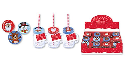 Home Collection Christmas Mason Glass Drinking Jar with Straw