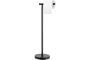 Toilet Paper Holder Standing Made of Premium Metal, Black Toilet Paper Holders with Weighted Base, Large Capacity Toilet Pape