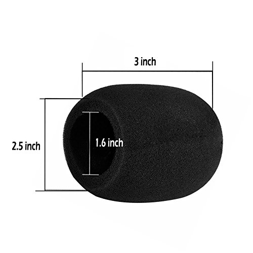 Zicome Handheld Microphone Windscreen Foam Ball Type Cover, 5 Pack, Black