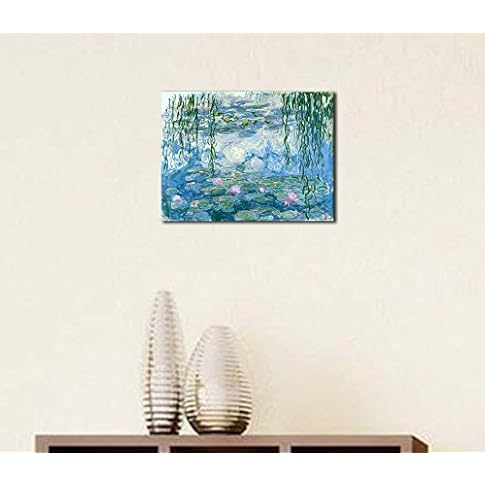 Wieco Art – agua lirios de Claude Monet las pinturas al óleo flores