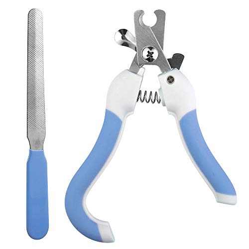 Aonly Dog Cat Pet Nail Clippers and Nail Grind File Set, Sharp Blade with Safety Switch, Quick Nail Trimmer, Professional Pet Grooming Tools Suitable for Dogs and Cats (Blue)