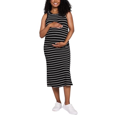 Motherhood Maternity Women's Sleeveless Racerback Rib Knit Midi Pregnancy Bodyc…