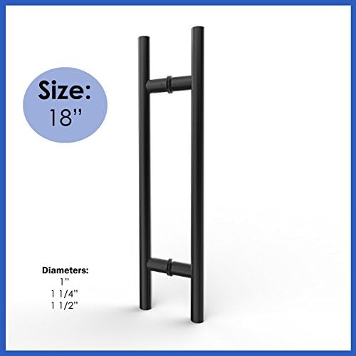 Modern & Contemporary Round Bar / Ladder/ H-shape Style 457mm / 18 Inches Push-pull Stainless-steel Door Handle - Black Powder Finish