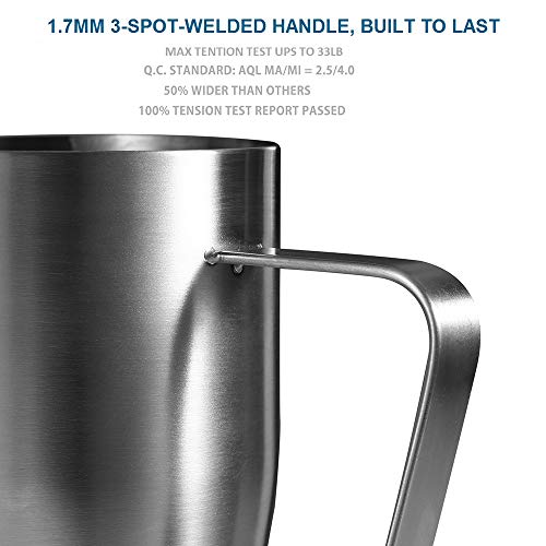 LinsnField 32oz Professional Milk Steaming Pitcher - NSF Approved Heavy Duty 304 Stainless Steel Milk Frothing Pitcher - Perfect Size Milk Jug for Baristas, 1000ml - Thumbnail 2
