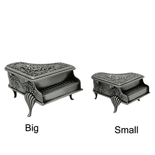 Naimo New Vintage Piano Design Jewelry Box Decorated with Rose Sculpture Creative Gift Present (Large piano)