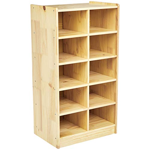 Amazon Basics Kids Vertical Storage Cubby, 10Section Organizer, Wooden