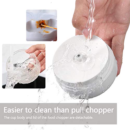 Huasida Mini Food Chopper Small Food Processor Mincer Blender Suitable for Onions Garlic Vegetables Nuts Baby Food (White, 250ml)