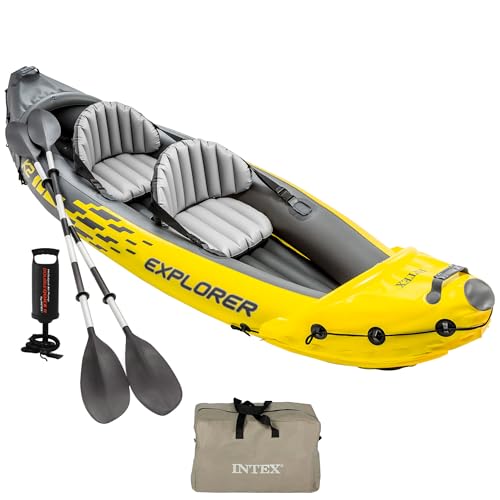 Intex 68307NP - Aufblasbares Kajak Explorer K2, 2 Personen, mit Zubehör, PVC, Gelb, 312x91x51 cm