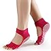 PAMASE Yoga Pilates Barre Anti-Slip Grip Socks - 4 Packs in One Size (W5-10 M4-9)-Open Toes