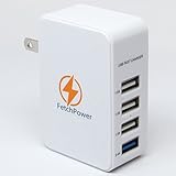 4 Port Multi USB Wall Charger for Travel & Home - Best for Smartphones, Tablets, Laptops, MP3 Players & More! Includes Turbocharger Ports for Fast Charging - Plug Into The Wall For Easy Power - 100% Satisfaction Guaranteed - By Fetch Power