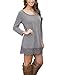 POZON Women's White Crochet Lace Patchwork A-Line Mini Dresses(M, Grey)