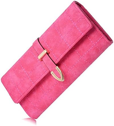 Women's Long Grid Buckle Leather Handbag Card Holder Purse Wallet (color7)