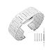Ceramic Links Watch Band with Quick Release Pins 20mm/22mm Butterfly Buckle Deployment Clasp Press Button Strap Bracelet Smart Watch Wristband, White or Black