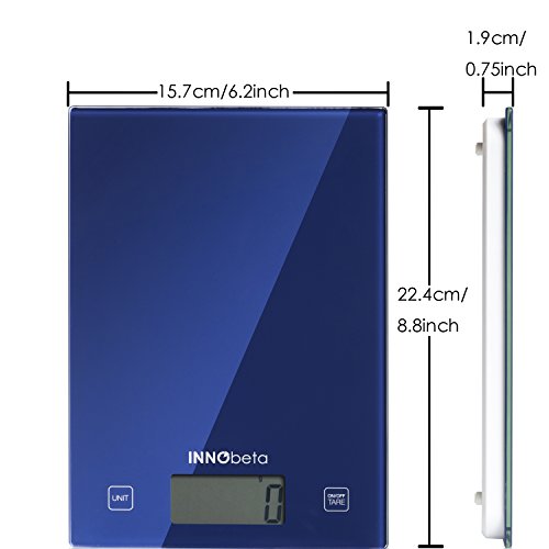 InnoBeta Digital kitchen scale, Multifunction Food Scale, Professional scale, high precision on up to 1g (5kg/11lb capacity), Tare Function, Perfect for Cooking and Baking (Battery Included)