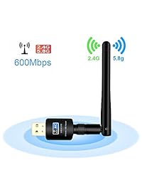 Adaptador WiFi 600 Mbps adaptador USB inalámbrico 2,4 gHz (150Mbps) 5GHz (433mbps) WiFi Dongle antenas de correa dual tarjeta de Lan de red WiFi 802.11 ac adaptador para computadora de sobremesa portátil PC, Windows Mac OS X 10.4   10.12