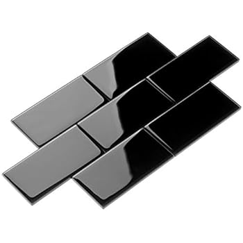 Giorbello G5913-44 Glass Subway Backsplash Tile, 3 x 6, Black