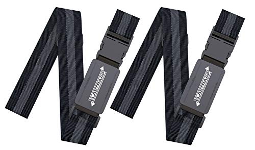 Luggage Straps, Adjustable Non-Slip Baggage Belts- Suitcase Bands For Travel Bag (2 Straps, Grey Stripe 2pk)