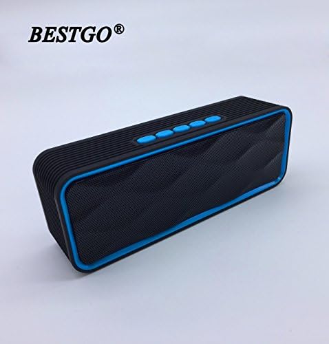 BESTGO S8 Wireless Bluetooth Speaker, Handsfree Calling, FM Radio and TF Card Slot, Outdoor Portable Stereo Speaker with HD Audio and Enhanced Bass, Built-In Dual Driver Speakerphone ( Blue )
