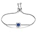 Vibrille Adjustable White Gold Plated Created Swarovski Bracelet Blue Sapphire Jewelry Bolo Bracelet for Women, 9 Inch