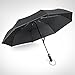 Plemo Rain Umbrella Windproof Auto Open and Close Compact Folding Umbrella for Business and Travel with Anti-Slip Grip, Classic Pinstripe Print