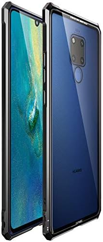 RanGuo Compatible for Huawei Mate 20 X Case, Ultra-thin Metal Bumper Shockproof Drop Resistance Anti-Scratch Anti-Fingerprint Heavy Duty Cover with HD Transparent Gorilla Glass Back Shell (Black)