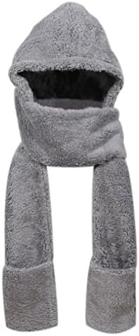 BiotertiSuper Soft Fleece Women’s Hooded Scarf & Hat W/Glove Pockets