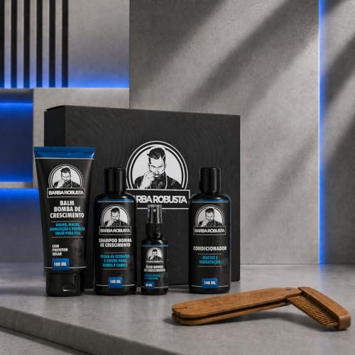 Kit Barba Robusta De Shampoo Condicionador Balm Óleo Pente