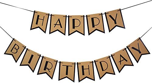 Brcohco Happy Birthday Banner Rustic Hang Bunting Party Decortions Supplies