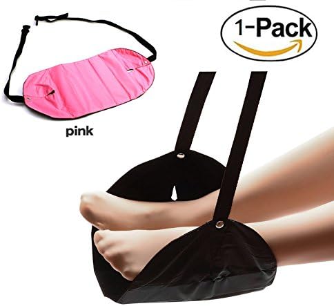 Triponeer Airplane Footrest Under Desk With Adjustable Height, Portable Desk Foot Hammock Memorable Foam Travel Accessories for Office/Plane/Train/Home Prevent Swelling Soreness-Pink