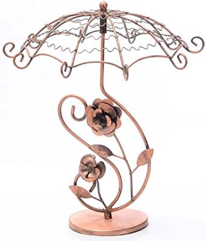 AHJ Rotating Necklace Holder [ Antique Umbrella Jewelry Stand Tree ] Organizer Earring Bracelet Gold