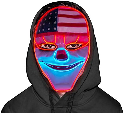 LED Mask - Halloween Purge Masks Safe EL Wire/3 Modes - Glowing Creepy Mask