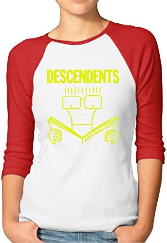 LOYRA Women's 3/4 Sleeve Famous Rock Band Football T Shirt Red S