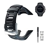 Amytalk Suunto Ambit Watch Band Strap, Soft Black Rubber Watch Replacement Band Watch Strap Accessory Strap for Suunto Ambit 1/2/2S/2R/3 Sport/3 Run/3 Peak, Silver Clasp (with Screws)