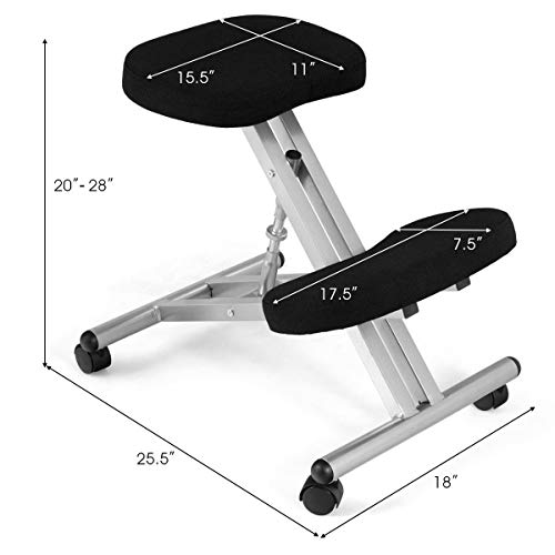 USA_BEST_SELLER Adjustable Height Ergonomic Kneeling Chair Rolling Padded Seat Perfect for Relieving Back and Neck Pain & Improving Posture