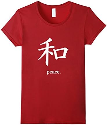 Women's Peace T-Shirt Chinese Writing Medium Cranberry