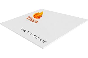 SIMOND STORE Ceramic Fiber Insulation Board - 2300F Rated - 0.47" x 12" x 12" - Pack of 1 - Fireproof Insulation Board for Wood Stoves, Pizza Ovens, Forges, Kilns, Furnaces, Fireplaces, Boilers