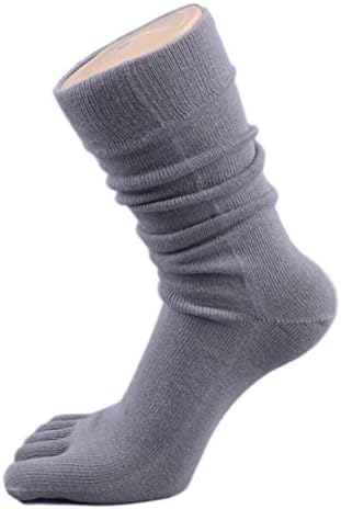 Tomily Five Finger Sports Crew Toe Socks for Men Value 1-4 Pairs (Grey)