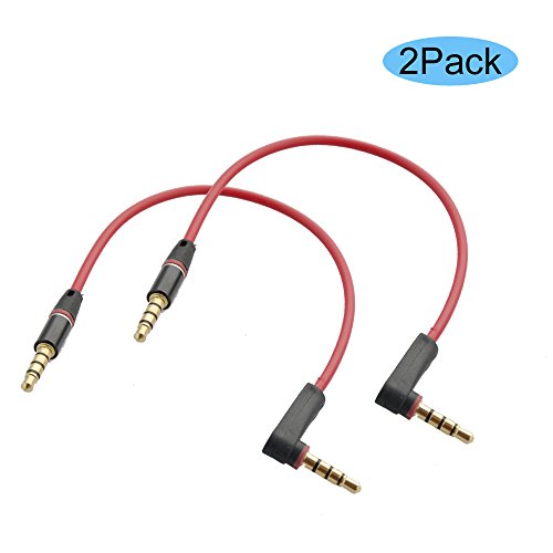 Seadream 2Pack 6 inch 4-Pole 3.5mm Male Right Angle to 3.5mm Stereo Audio Cable Headset Extension Cable for Beats Dr. Dre Studio iPhone,M to M Audio Cable