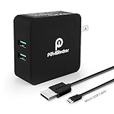 Quick Charge 3.0 Charger, POWERocker BlitzCube 36W QC3.0 2-Port USB Wall Charger for Galaxy S7/S6/Edge, Note 4/5, Nexus 6, iPhone, LG G5/V10 with 3.3FT Micro USB Cable