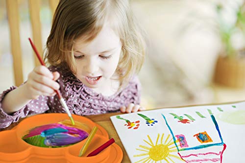 Kushies Siliplate, Silicone Suction Plate For Toddlers, BPA, PVC & Phtalate Free, Dishwasher, Microwave & Oven Safe, Non Slip, Non Skid Stay Put Feeding Dishess - Orange Bear (Carrot)