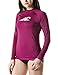 TSLA Women's UPF 50+Swim Shirt Rashguard Long Sleeve FSR Series, Coastal Tide Print(fsr24) - Plum, Medium.