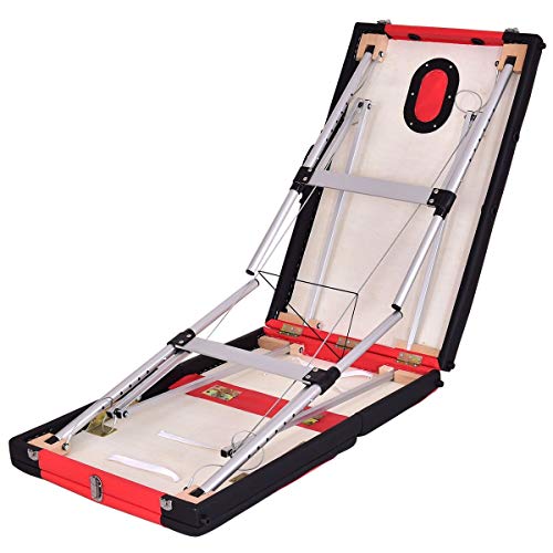 84'' L Folding Massage Table Massage Bed Professional Spa Bed Carry Case Portable Facial Salon Tattoo Bed (Red)