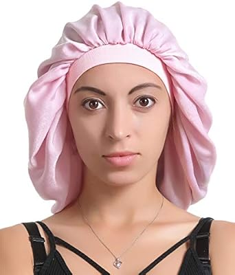 Satin Silk Bonnet Sleep Cap Pink Soft Extra Large Wide Band S