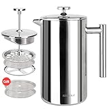 Secura 1500ML French Press Professional Rust Proof Coffee Maker 18/10 Bonus Stainless Steel Screen 2 Year Warranty