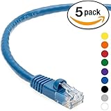 InstallerParts (5 Pack) Ethernet Cable CAT6 Cable UTP Booted 3 FT - Blue - Professional Series - 10Gigabit/Sec Network / High Speed Internet Cable, 550MHZ
