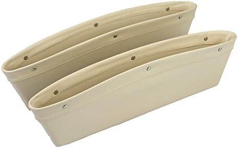 OKZ Car Pocket Organizer (2 pack) Universal Car Slit Storage Organizer Console Seat Side Gap Filler Seat Pocket-Premium PU Leather Seat Catcher Caddy-Car Interior Accessories (beige)