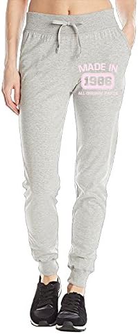 TeeStars - Made In 1986 All Original Parts Womans Athletic Training Sweat Track Active Yoga Lounge Workout Fleece Warm Sweat Pants With Pockets Ash L